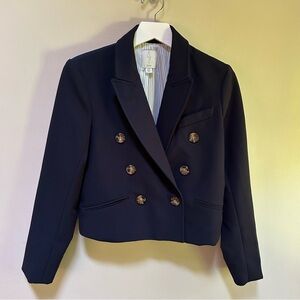 Joie ~Navy Blue Double Breasted Cropped Jacket in size  Small